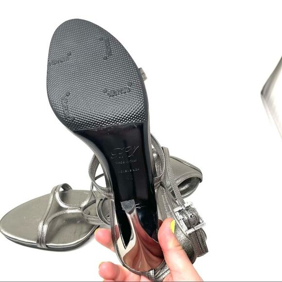 Roger Vivier Metallic Silver strap summer heel sandals size 42 US 11 - Picture 8 of 8
